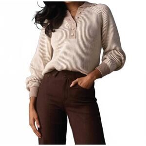 NEW THE NORMAL BRAND diana sweater in ivory taupe